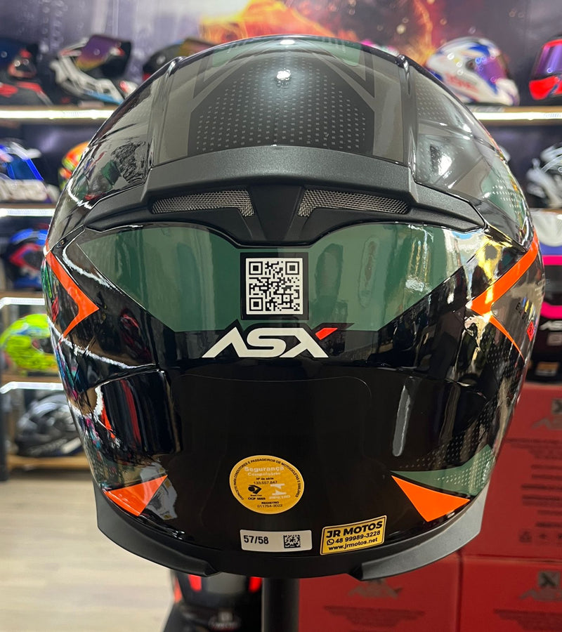 Capacete Sportivo ASX Eagle Fast Preto, verde e grafite