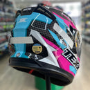 Capacete Texx Strike azul Rosa Branco Preto