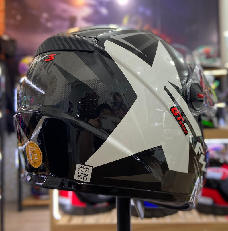 Capacete FW3 GTX STAR PRETO GRAFITE COM PRATA