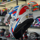 Capacete GP TECH  ULTRA SV SPACE BRANCO AZUL VERMELHO