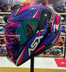 Capacete Sportivo ASX Draken Vector Preto, Lilás e Rosa