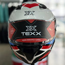 Capacete TEXX HUNTER ARK PRETO VERM AZUL E BRANCO BRILHO