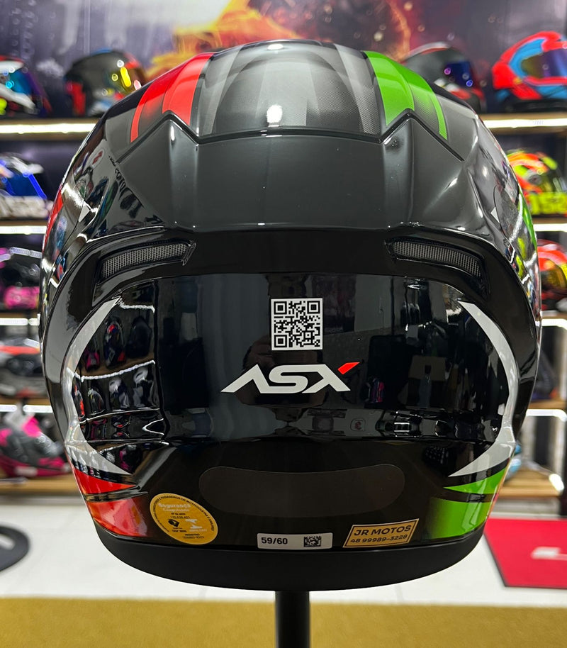 Capacete Sportivo ASX City Start Vermelho, Verde e Branco