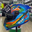Capacete GTRACING BOLT AZUL AMARELO LARANJA