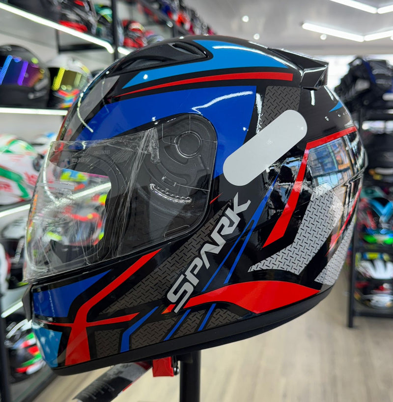 Capacete EBF Spark Spider Vermeho, azul e cinza