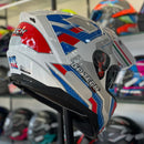 Capacete GP TECH  ULTRA SV SPACE BRANCO AZUL VERMELHO