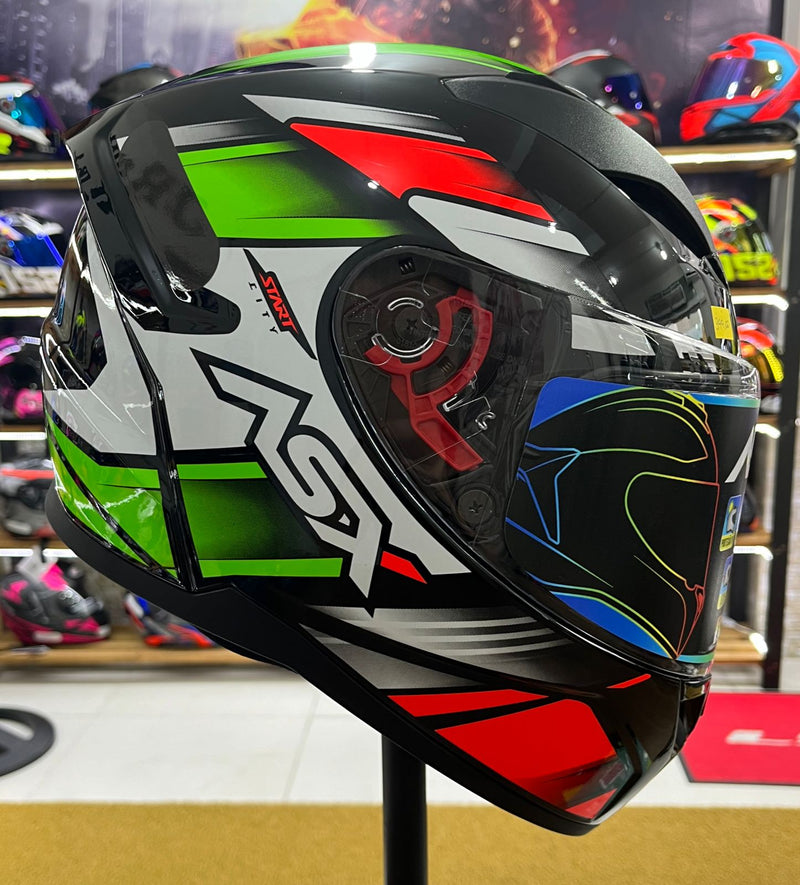 Capacete Sportivo ASX City Start Vermelho, Verde e Branco
