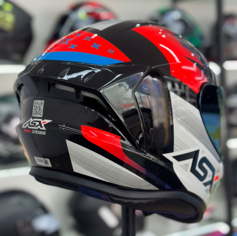 Capacete ASX Draken Striker Preto/Azul/Verm.