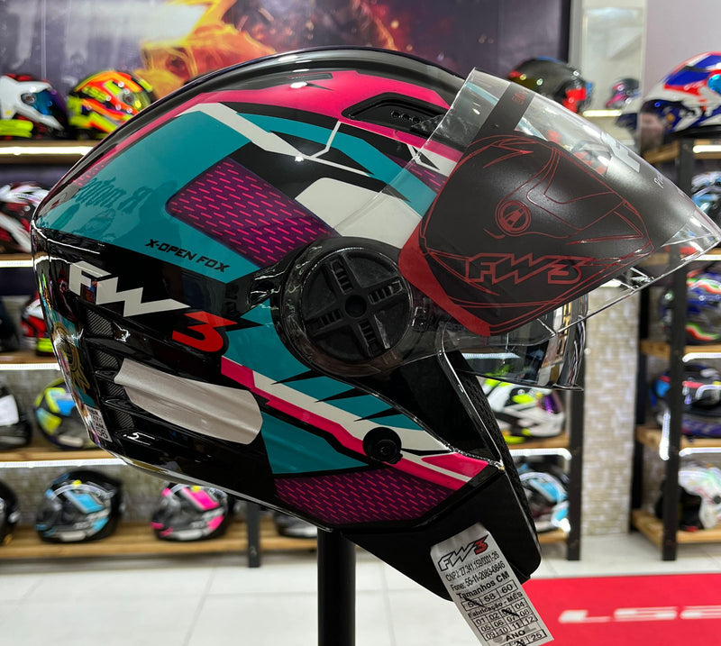 Capacete Aberto FW3 X Open Up Fox Azul Tifanny