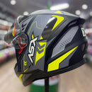 Capacete ASX CITY SV DIAGON PRETO BRILHO CINZA AMARELO