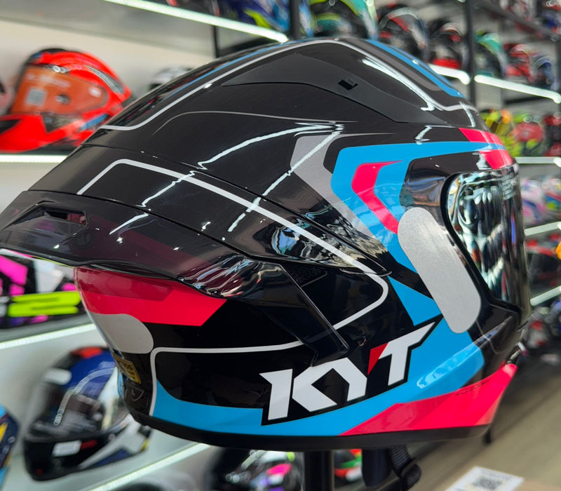 Capacete KYT TT COURSE Overtech Black, Pink + VISEIRA COLORIDA E AEROFOLIO