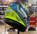 Capacete Texx STRIKER SUPERSTAR VERDE AZUL BRANCO