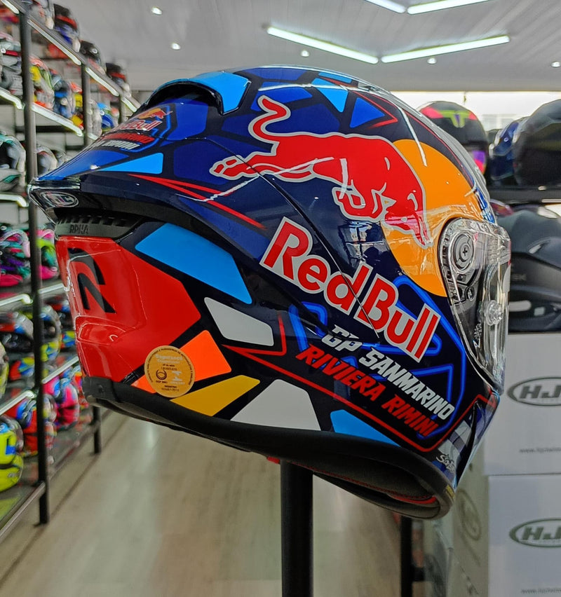 Capacete HJC RPHA 1 RED BULL MISANO, AZUL/VERM/ AMARELO