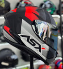 Capacete ASX Draken Striker cinza/verm.