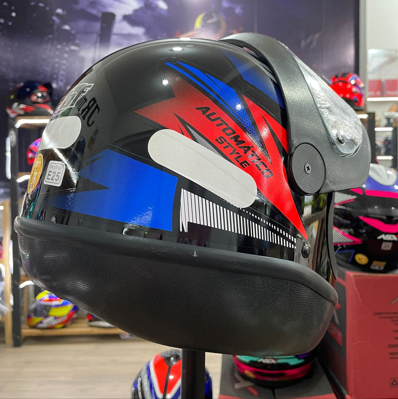 Capacete EBF Automático Bolt, Preto e Azul