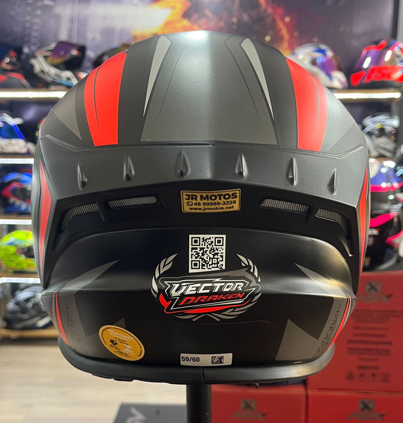 Capacete Sportivo ASX Draken Vector Fosco Vermelho, preto e cinza
