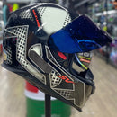 Capacete ASX EAGLE SV LINES PRETO BRIL BRANCO/GRAF