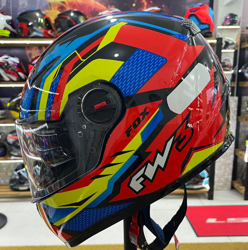 Capacete FW3 GTX FOX Laranja, com óculos interno