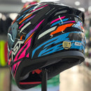 Capacete ASX CITY ARROW PRETO BRILHO LARANJA E ROSA