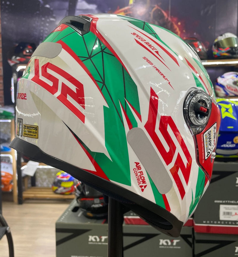 Capacete LS2 FF358 Draze Branco, verde e vermelho