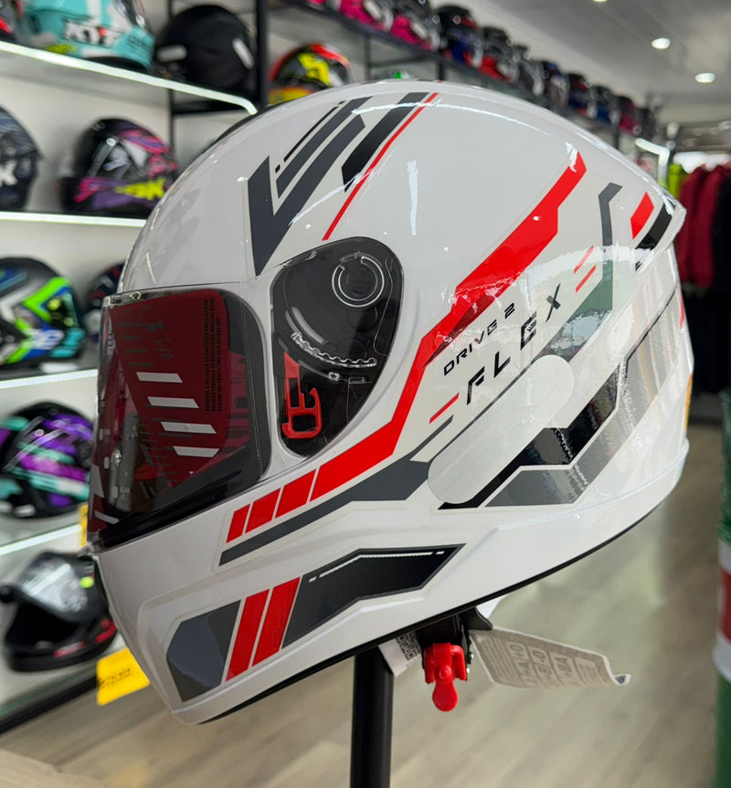 Capacete FLY DRIVE HG FLEX BRANCO VERMELHO