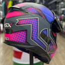 Capacete ASX EAGLE SV LINES CINZA FOSC ROSA/LILAS