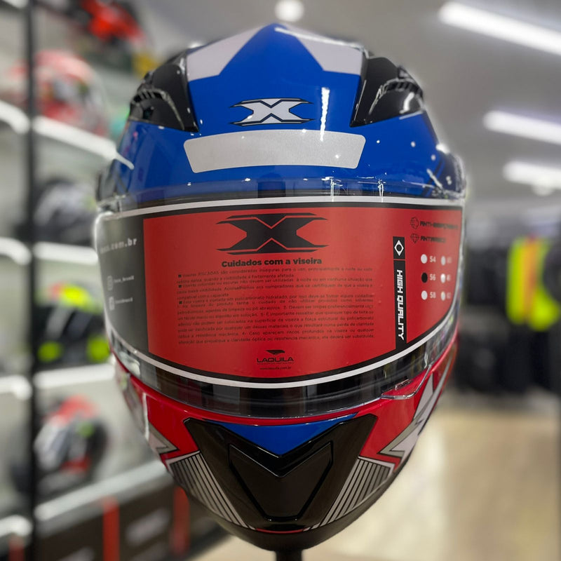 Capacete Texx STRIKE SUPERSTAR AZUL VERMELHO BRANCO