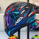 Capacete Asx City Arrow Azul Verm Peto Fosco