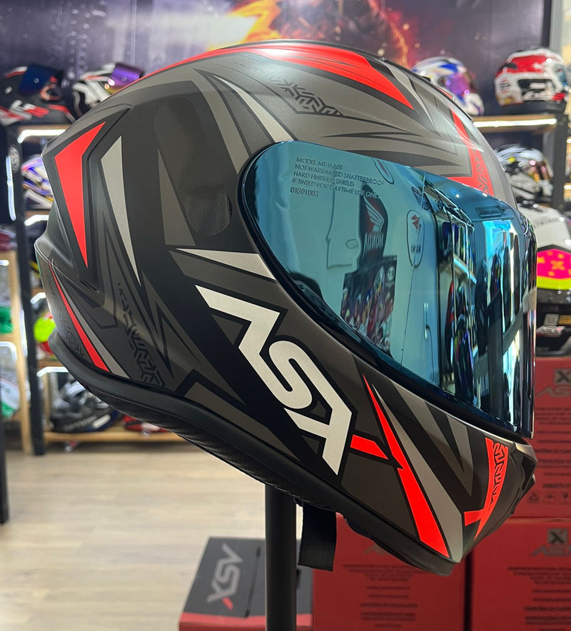 Capacete Sportivo ASX Draken Vector Fosco Vermelho, preto e cinza