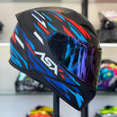 Capacete Asx City Arrow Azul Verm Peto Fosco