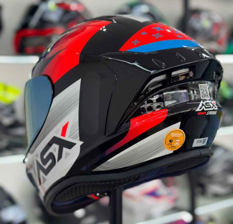 Capacete ASX Draken Striker Preto/Azul/Verm.