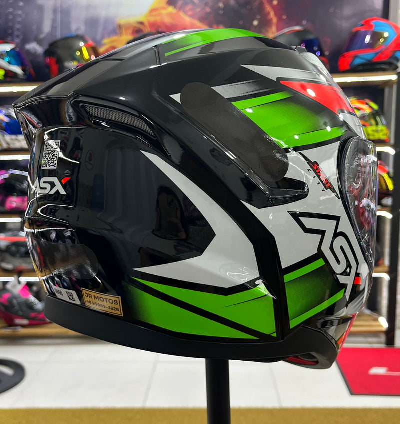 Capacete Sportivo ASX City Start Vermelho, Verde e Branco