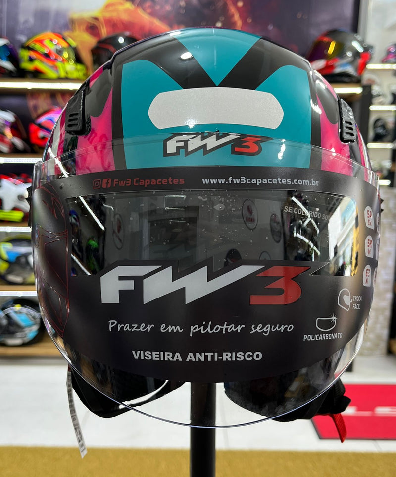 Capacete Aberto FW3 X Open Up Fox Azul Tifanny