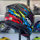 Capacete ASX City Arrow Preto Azul Amarelo