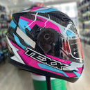 Capacete Texx Strike azul Rosa Branco Preto