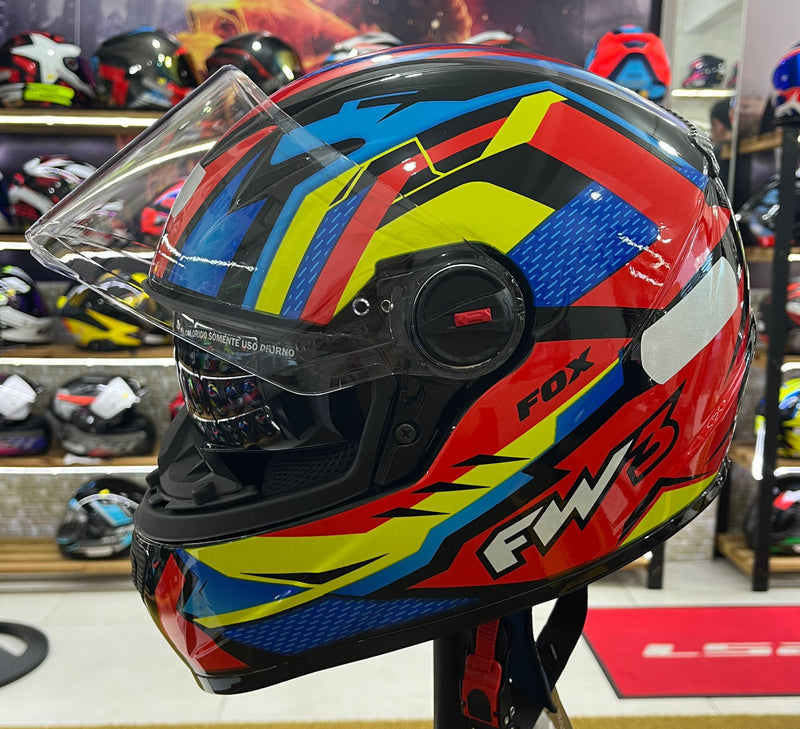 Capacete FW3 GTX FOX Laranja, com óculos interno