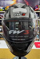 Capacete FW3 GTX FOX Grafite, com óculos interno