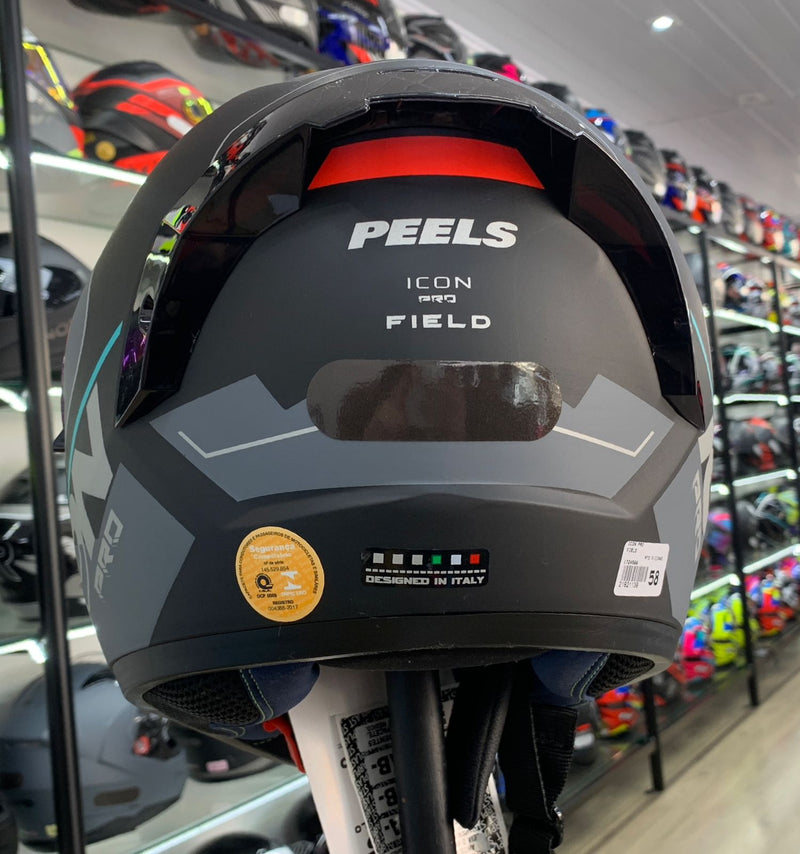 CAPACETE PEELS ICON PRO FIELD PRETO FOSCO CIANO
