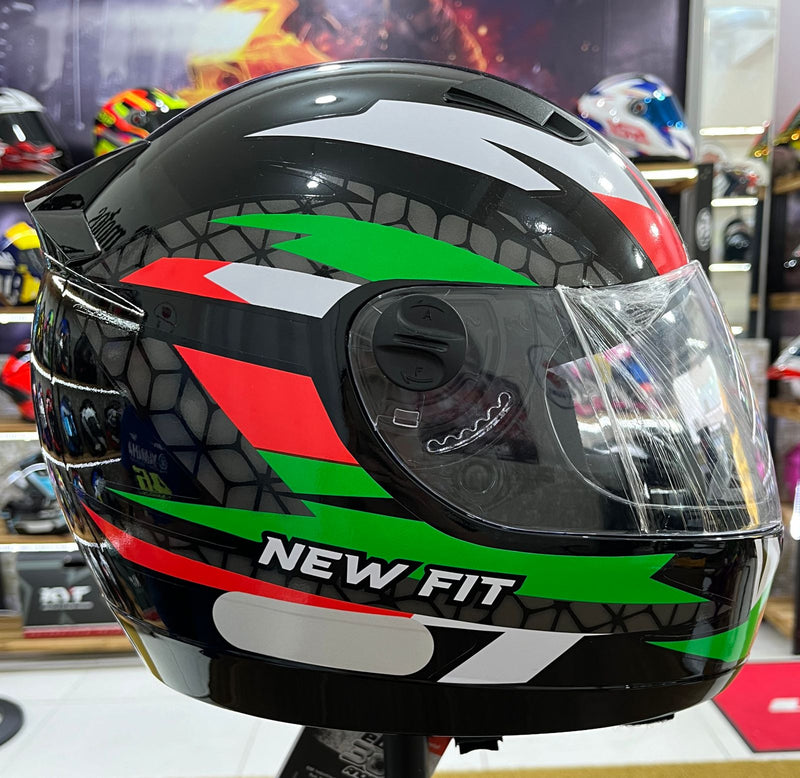 Capacete EBF New Fit Control Verde, vermelho e branco