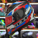 CAPACETE TEXX STRIKE RIDE AZUL VERM BRANCO PRETO
