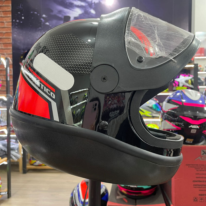 Capacete EBF Automático Bolt, Preto e vermelho