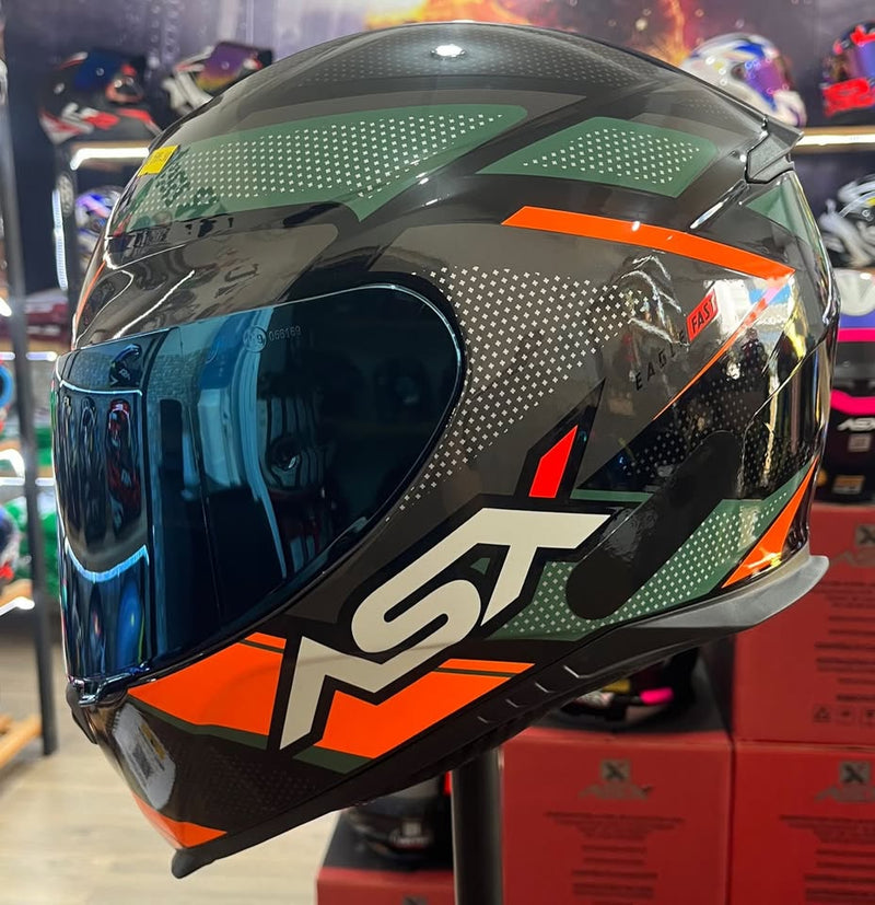 Capacete Sportivo ASX Eagle Fast Preto, verde e grafite