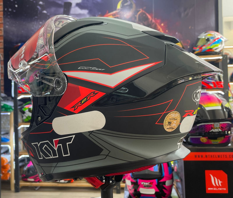 Capacete KYT R2R Led Matt Black Grey com óculos interno