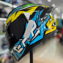 CAPACETE TEXX RAPTOR GENESIS AZUL AMARELO BRANCO