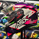 Capacete ASX EAGLE SV FAST PRETO BRIL LILAS/ROSA