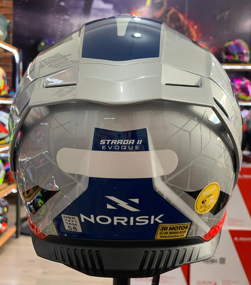 CAPACETE NORISK STRADA II EVOQUE SILVER RED BLUE