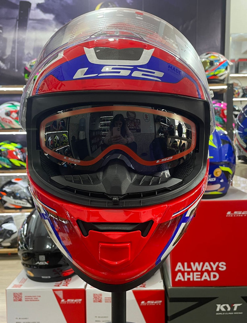 Capacete LS2 FF800 Storm Vermelho Azul e Branco