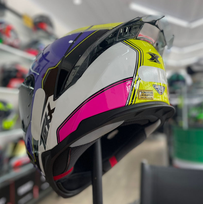 CAPACETE TEXX, RAPTOR HORNET ROXO BRANCO ROSA