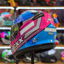 CAPACETE TEXX STRIKE SUPERSTAR AZUL ROSA BRANCO