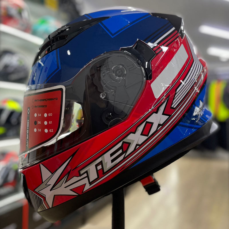 Capacete Texx STRIKE SUPERSTAR AZUL VERMELHO BRANCO